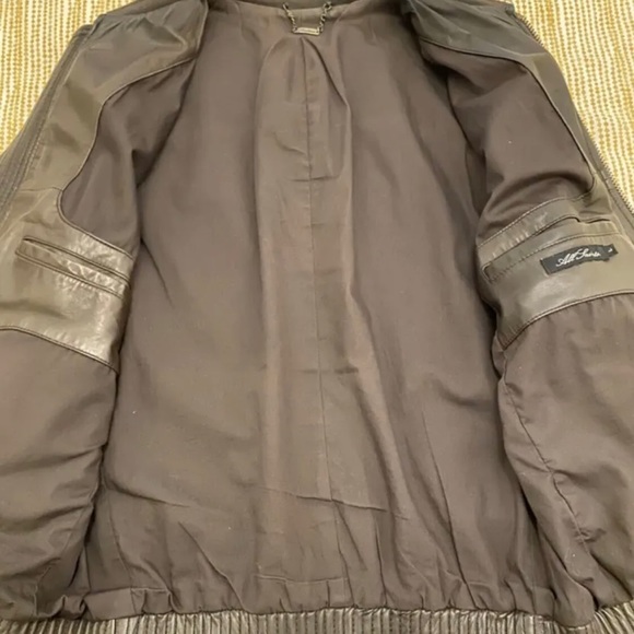 AllSaints Leather ‘Jack’ Bomber Jacket UK Size Large Brown Autumn Winter - Picture 11 of 11